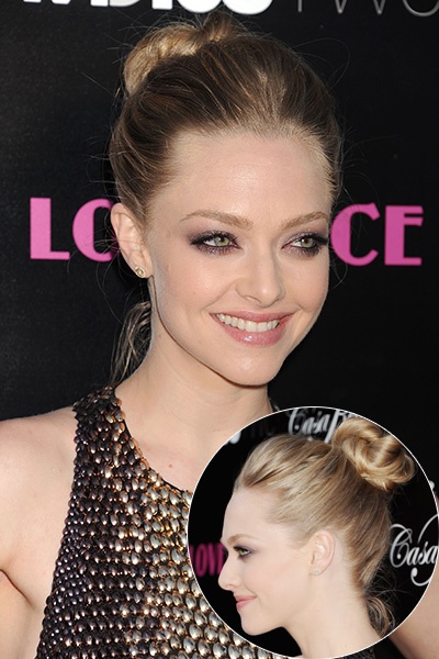 Búi tóc gọn gàng của Amanda Seyfried khi được đặt ở vị trí thẳng với xương gò má sẽ giúp gương mặt của bạn trở nên thanh thoát hơn.