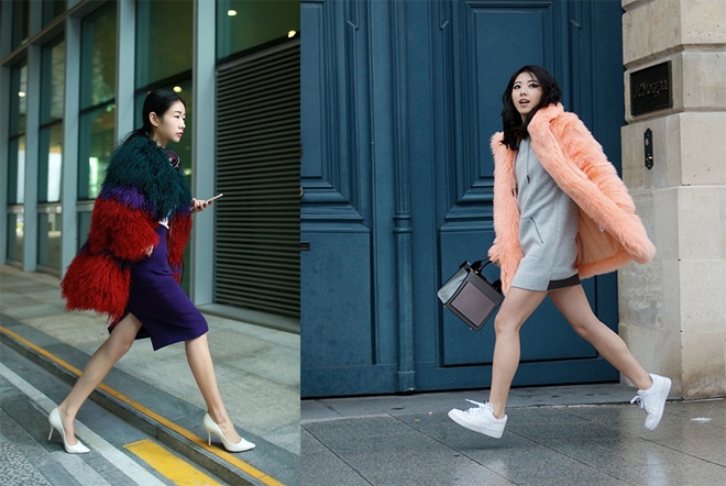 Những chiếc áo khoác lông hợp mốt, với gam màu tươi sáng cũng tràn ngập phố phường châu Á, và rất được những fashionista 9X như Ava F hay Yuyu F yêu chuộng.