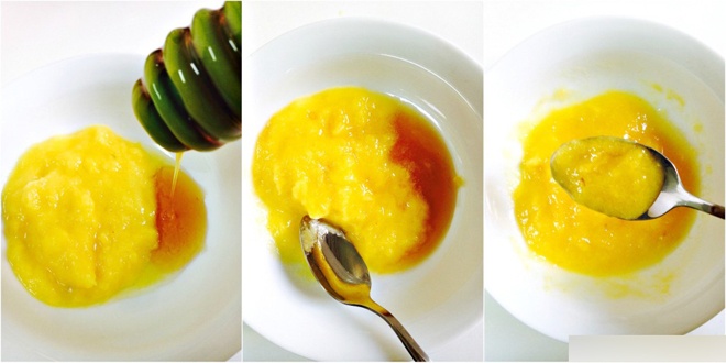 1. Tẩy tế bào chết vùng mặt. Trộn đều 1 muỗng canh nước ép dứa với 1 muỗng canh mật ong nguyên chất và thoa đều lên vùng mặt, cổ. Để khoảng 5 – 10 phút rồi rửa sạch bằng nước ấm. Do loại hỗn hợp này rất dễ trôi nên bạn cần hạn chế chà xát quá mạnh khi rửa mặt cũng như chỉ nên dùng khăn ấm lau thật nhẹ nhàng nhằm tránh gây kích ứng da.