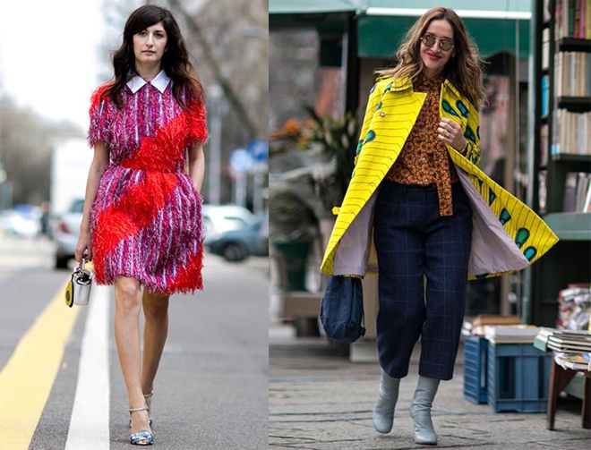 Các hoa văn rực rỡ sẽ được tiết giảm tối đa để không quá chói mắt người đối diện bằng các phụ kiện đơn sắc như trắng, xám, nude, pastel, metallic …