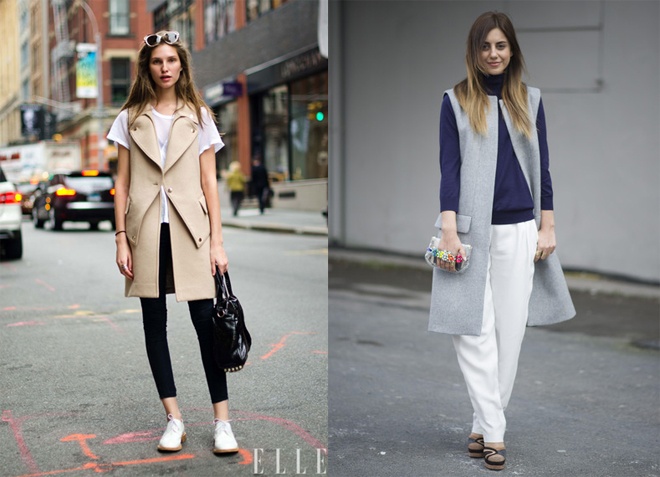 4. Tận dụng áo khoác không tay. Những kiểu áo khoác không tay luôn có tác dụng tạo nên ngoại hình trẻ trung, tươi mới và hiện đại cho người mặc. vì vậy đừng bỏ lỡ cơ hội làm mới mình với các loại áo khoác không tay, nhất là các thiết kế dáng dài, lạ mắt. 