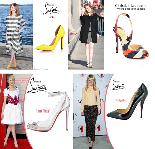 Thậm chí Emma Stone còn có cả một “bộ sưu tập” giày Christian Louboutin với đủ mọi kiểu dáng, màu sắc, mà hầu như đôi nào cũng có mức giá cao ngất ngưởng.
