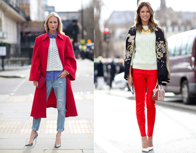 Khi diện màu đỏ, bạn chỉ nên chọn các phụ kiện cùng tông màu hoặc có màu sắc nhẹ nhàng như  trắng, nude, xám… Trong khi đó, trang sức có độ lấp lánh như ánh kim lại giúp gam màu nóng bỏng này thêm hút ánh nhìn.