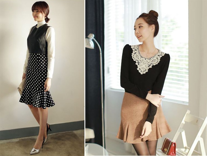 Có thể tùy chỉnh chiều cao phần thân trên tùy thích để tôn dáng hơn, chẳng hạn phần trên chân váy nên cao quá eo nếu bạn sở hữu vòng 1 không thon gọn, hoặc hạ đến ngay thắt lưng để khoe eo con kiến, nên váy đuôi cá rất linh hoạt cho cô nàng công sở luôn mặc đẹp.