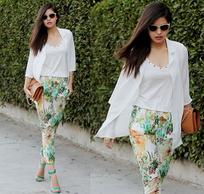 2. Với quần skinny: Khi kết hợp áo thun trắng với các chiếc quần skinny đầy màu sắc bạn sẽ có những set đồ vừa nổi bật, thoải mái vừa không tạo cảm giác rối mắt cho người đối diện.
