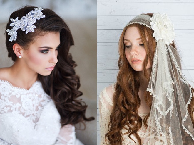 Ngược lại, để tạo điểm nhấn thật ấn tượng trên mái tóc, kết hợp với cài tóc đính đá vintage, khăn voan đội đầu độc đáo sẽ là gợi ý đáng tham khảo.