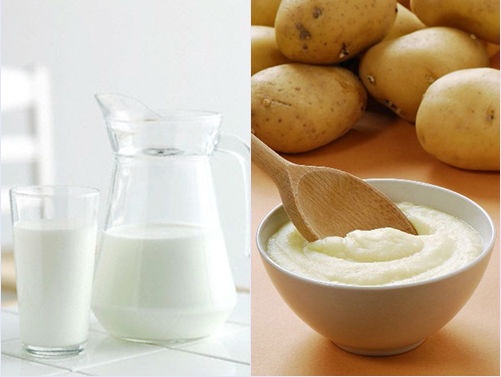 1. Mặt nạ khoai tây và sữa tươi: Khoai tây có chứa nhiều tinh bột và có tính tẩy nhẹ, trong khi sữa tươi giúp da thêm mềm mịn, trắng sáng. Hỗn hợp khoai tây và sữa chua giúp phục hồi làn da xấu nhanh chóng và hiệu quả. Bạn chỉ cần hấp chin một củ khoai tây đã gọt vỏ, tán nhuyễn rồi trộn cùng một ít sữa tươi. Sử dụng mặt nạ này thường xuyên sẽ làm giảm những vết thâm và trắng sáng hơn.
