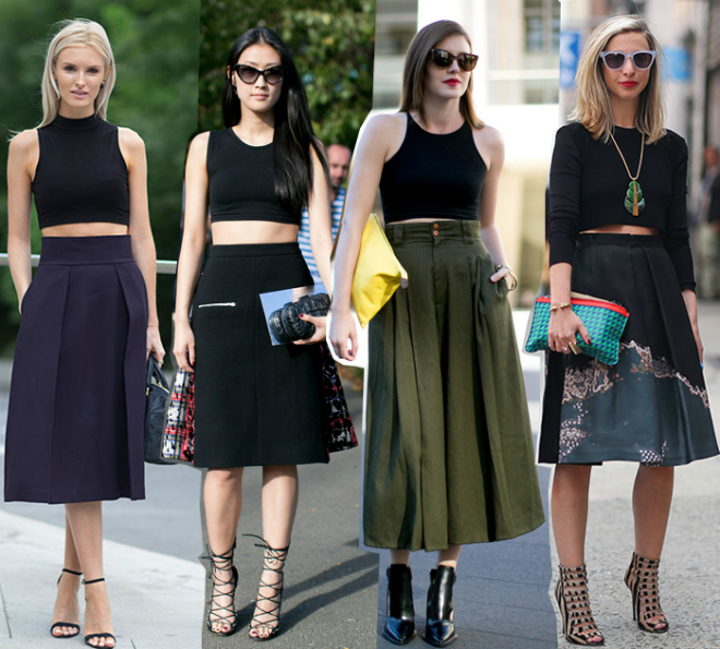 thì crop-top dáng lửng và chân váy dáng suông, rộng tạo sự tự tin, thoải mái cho những cô nàng có vòng hai và vòng ba hơi đẫy đà.