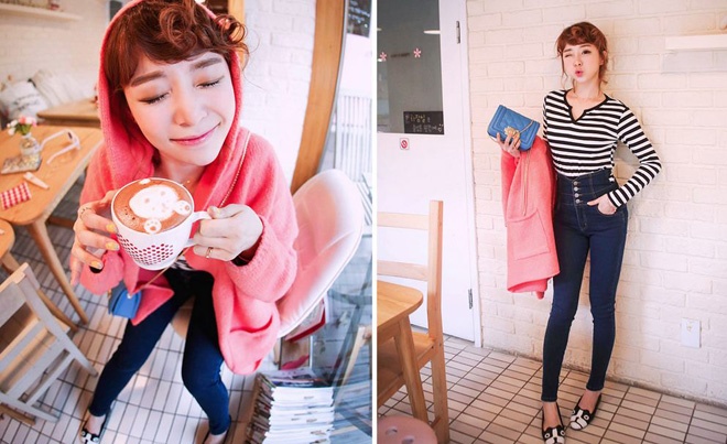 Thay cho dây kéo, những chiếc cúc mạ đồng trở thành điểm nhấn lý tưởng cho kiểu trang phục tối giản và hiện đại.