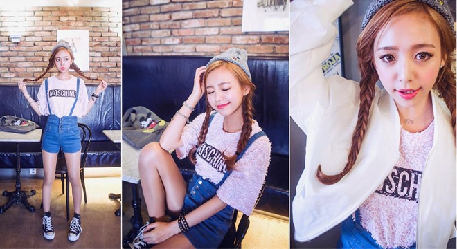 Shorts yếm cài cúc là lựa chọn thích hợp cho bạn gái tuổi teen.