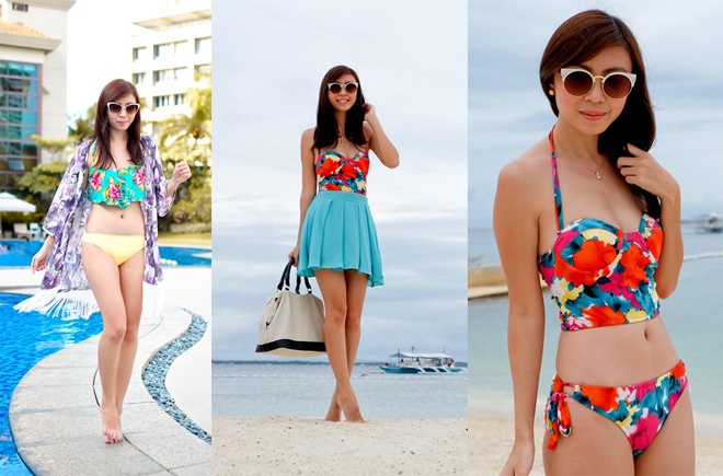 Cách chọn trang phục bơi hoa to bản sặc sỡ ở phần thân trên, thân dưới bikini giúp bạn tạo “ảo giác” tăng kích cỡ cho vòng 1 và vòng 3. Từ đó giúp cơ thể trong tròn trịa hơn hẳn.