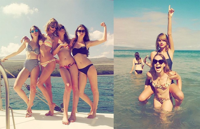 Nhưng cũng có lúc fan được dịp chiêm ngưỡng nét trẻ trung, quyến rũ của nàng công chúa nhạc đồng quê khi diện bikini 2 mảnh gợi cảm trong những lúc chơi biển cùng bạn bè.