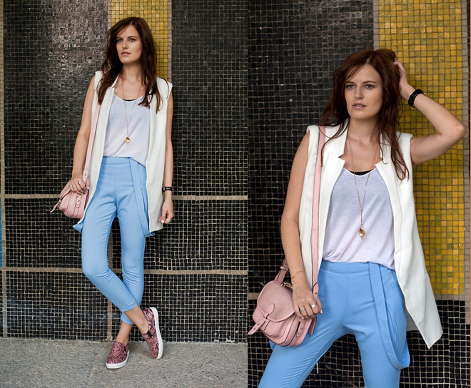 Thỉnh thoảng, Viktoriya lại thay đổi mình bằng cách phối đồ đẳng cấp chỉ với các màu đơn sắc. Kết hợp sự đồng điệu của các gam màu pastel là phong cách yêu thích của hot blogger hàng đầu Thổ Nhĩ Kỳ.