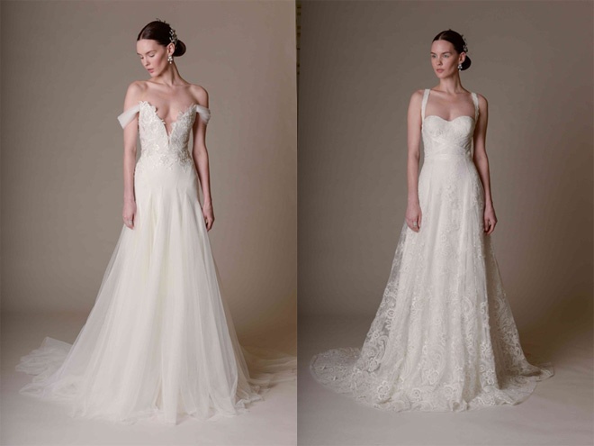 Đừng để ngày hè vốn nóng bức sẽ càng “đổ lửa” hơn khi bạn diện những chiếc váy tùng rộng thùng thình, với phần đuôi dài thậm thượt và đầy hoa nơ, đá lấp lánh. Thay vào đó, bạn nên chọn các kiểu váy cưới 3D có phần cổ rộng, vì vừa thoáng mát vừa rực rỡ và quyến rũ.