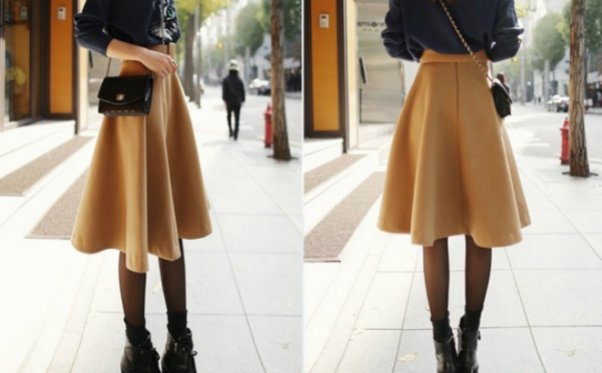 Nếu mặc váy ngắn, bạn nên chọn độ dài váy vừa chấm đầu gối, để giúp bạn nhìn cao hơn và không lộ nhược điểm. Lựa chọn lý tưởng nhất cho bạn là những chân váy midi, dáng hơi xòe hay chữ A, tạo cảm giác thon gọn cho phần thân dưới.