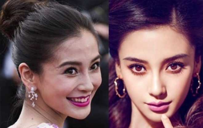 Mới 26 tuổi nhưng gương mặt Angela Baby đã đầy những nếp nhăn và mụn dù đã trang điểm khá đậm. 