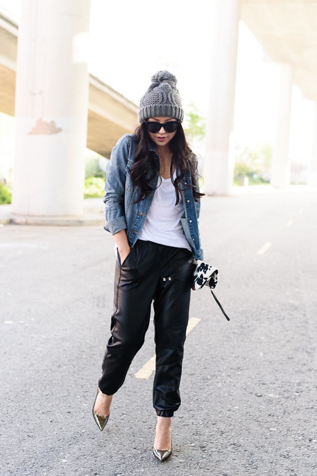 Quần joggers da sẽ là 