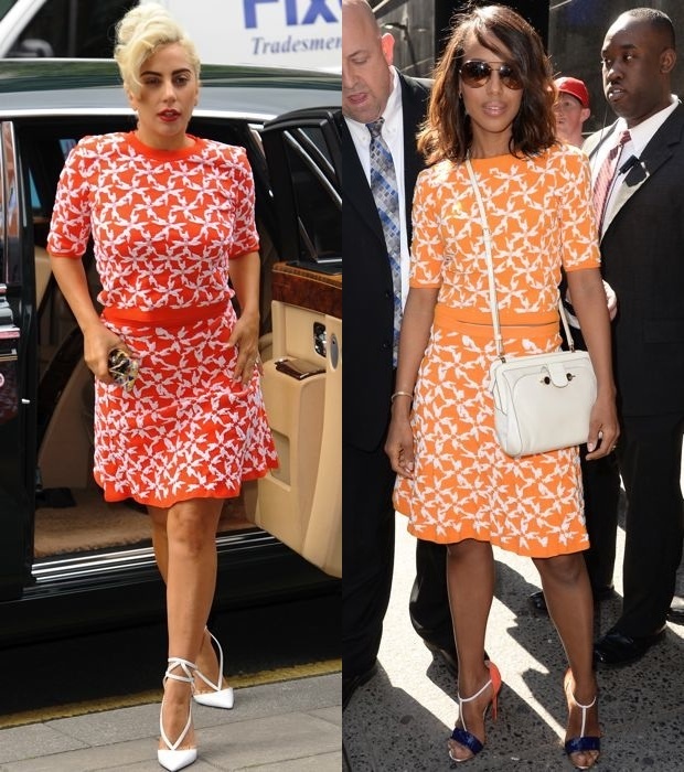 Lady Gaga and Kerry Washington in Tanya Taylor