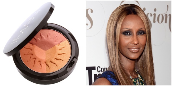 6. Iman: Iman rất thích sử dụng phấn phủ bronzer trong suốt với 3 tông màu khác nhau có thể được sử dụng phối hợp để tạo nên nhiều màu phù hợp với từng loại da. 