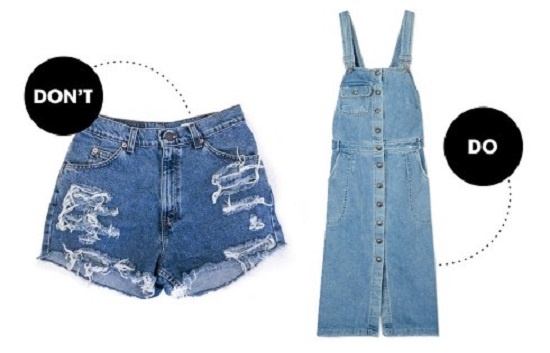 5. Quần short jeans: Giống như chân váy ngắn, bạn không nên diện quần shorts đến văn phòng. Thay vào đó, hãy lựa chọn những trang phục denim khác như chân váy jeans, đầm yếm hay quần jeans dáng suông.