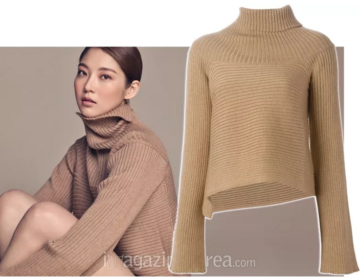 Maison Margiela Beige Ribbed Knit Asymmetrical Sweater ($960.00) Worn By Gong Seung Yeon