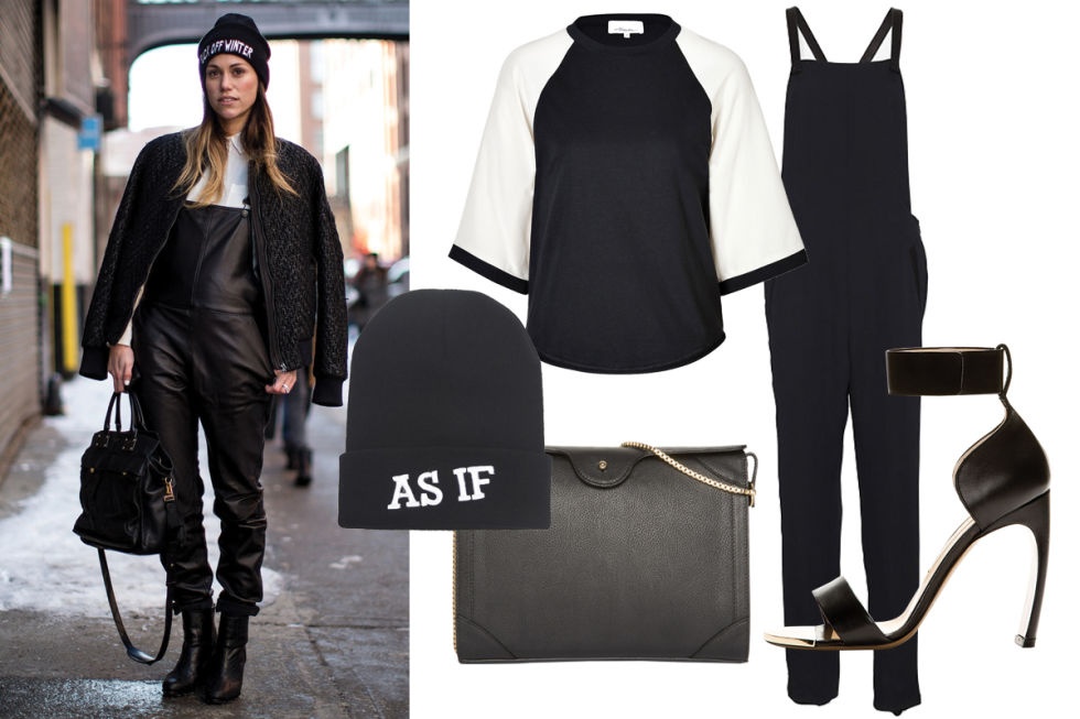 Bạn gái yêu thích phong cách bụi bặm, hầm hố có thể chọn một chiếc quần yếm da nổi bật. Set đồ gợi ý để mix cùng item này là áo phông hoặc sơ mi, ba lô hoặc túi xách da đen, kết hợp cùng sandals cao gót mảnh hoặc ankle bốt.