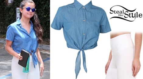 Selena Gomez goi y set do nang dong voi denim hinh anh