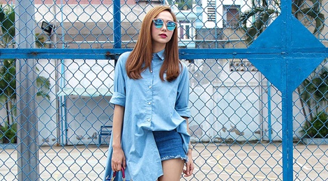 Cac mau vay denim nhin la me cua Minh Hang hinh anh