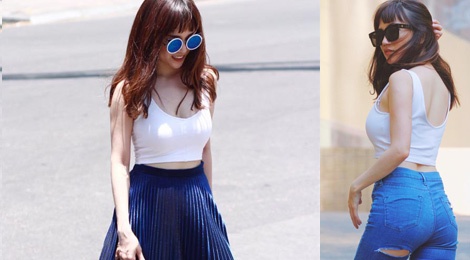 Si Thanh goi y cach mix ao crop top hinh anh