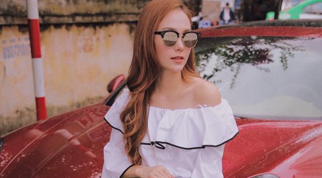 Minh Hang tich cuc lang xe mau jeans xe gau hinh anh