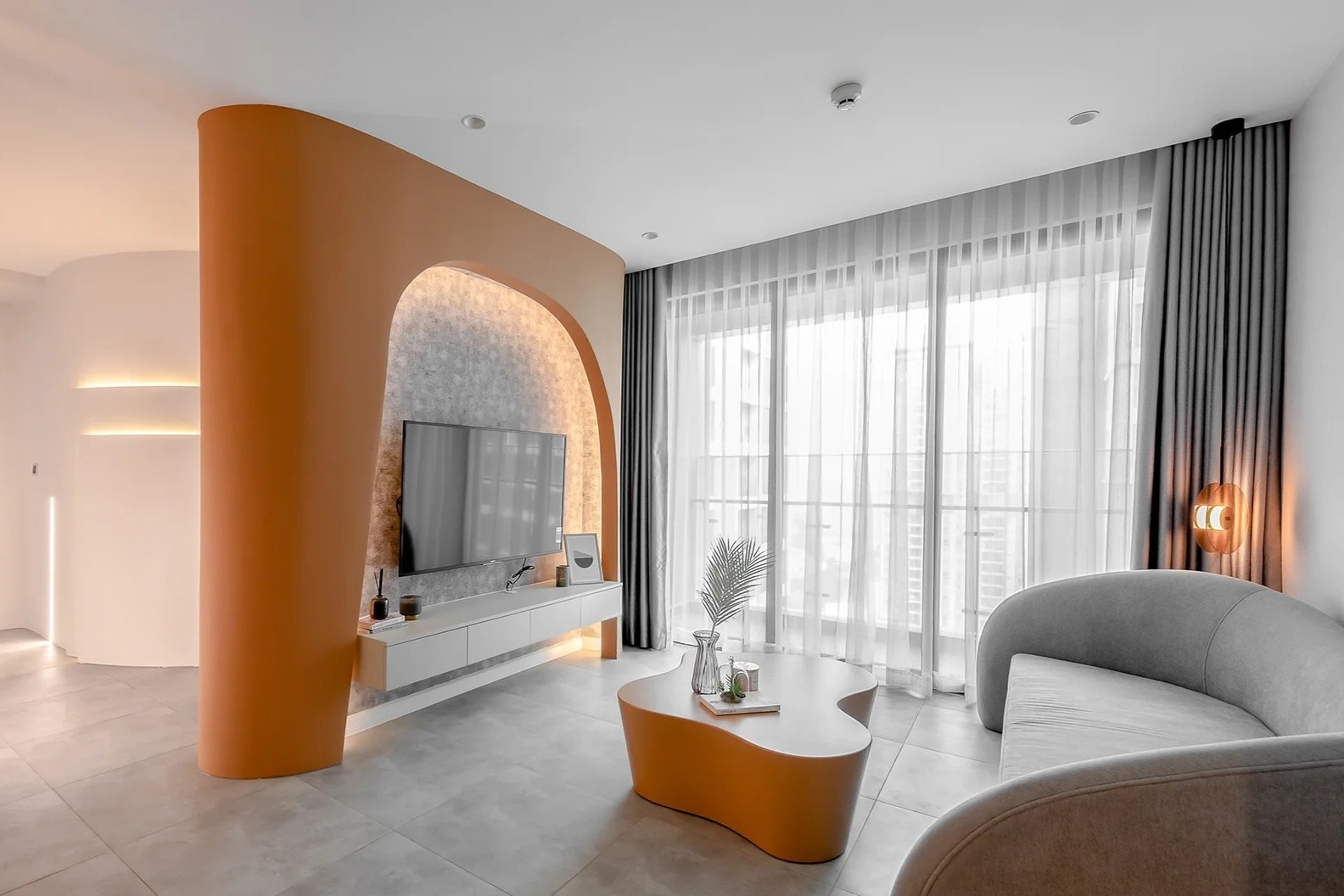 Thiet ke mo phong day Grand Canyon trong can ho 74 m2 hinh anh