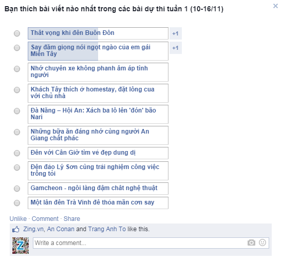 Bình chọn bài dự thi tuần 1 (10-16/11)