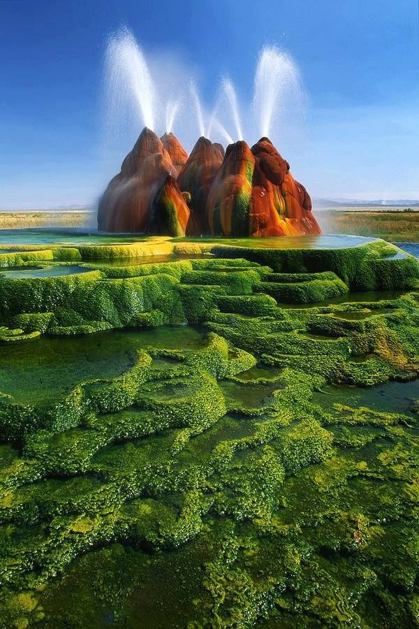   Mạch nước Fly Geyser: Nằm tại Nevada, Mỹ, mạch nước này tạo cảm giác cho người xem ngỡ như đang dạo chơi trên bề mặt sao Hỏa.