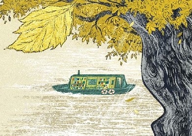 Thuyen sach tren dong song nuoc Phap hinh anh