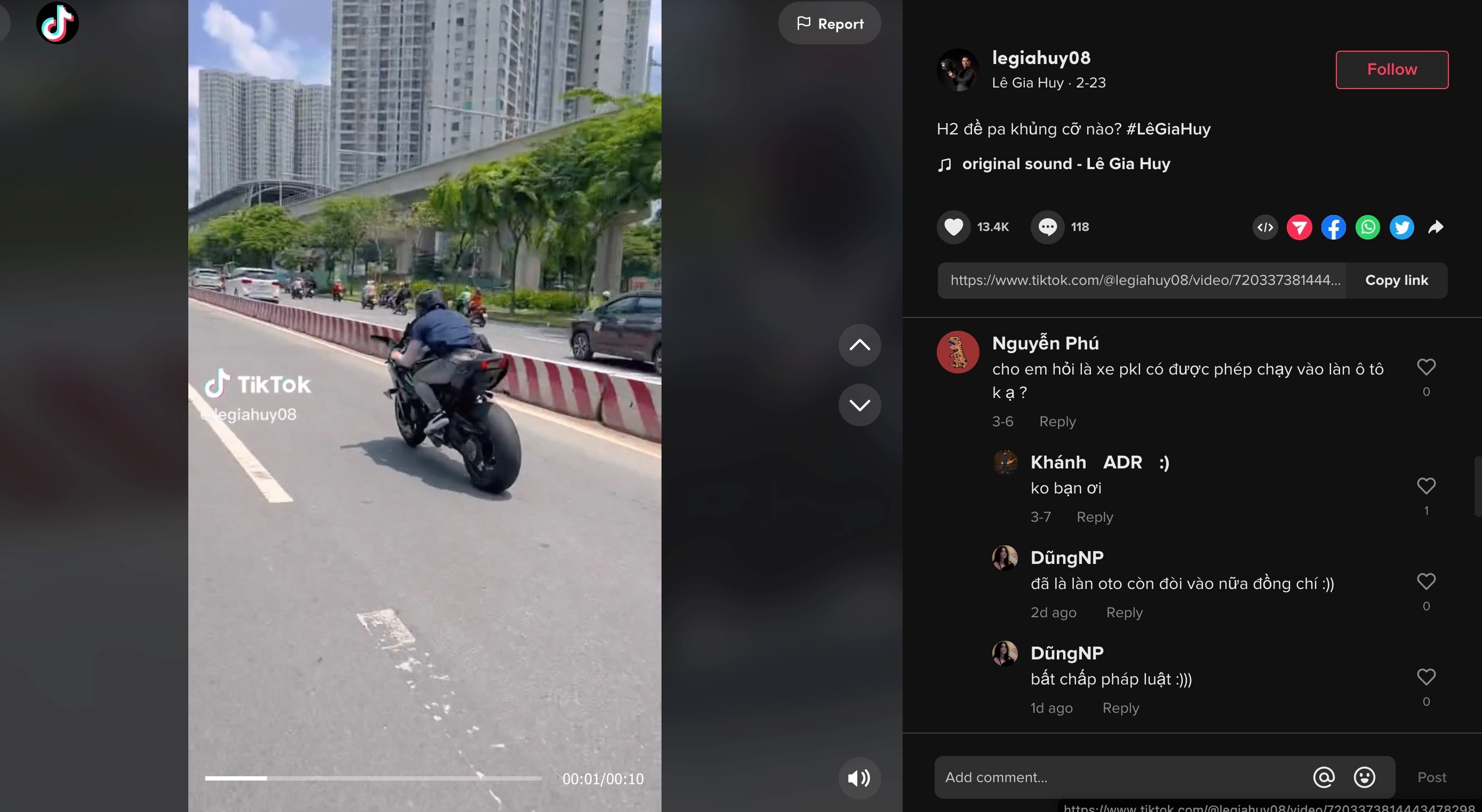 TikTok dua xe trai phep anh 2