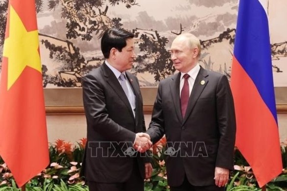 Chu tich nuoc Luong Cuong hoi kien Tong thong Nga Vladimir Putin hinh anh