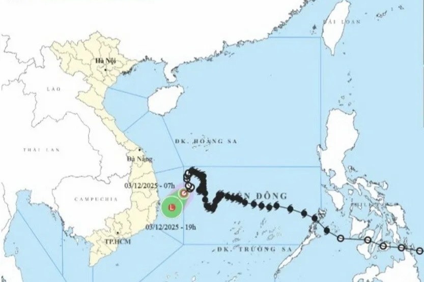 Ap thap nhiet doi di chuyen nhanh huong ve vung bien Dak Lak-Khanh Hoa hinh anh