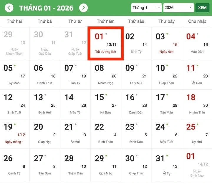 Lich Nghi Tet Duong lich anh 1