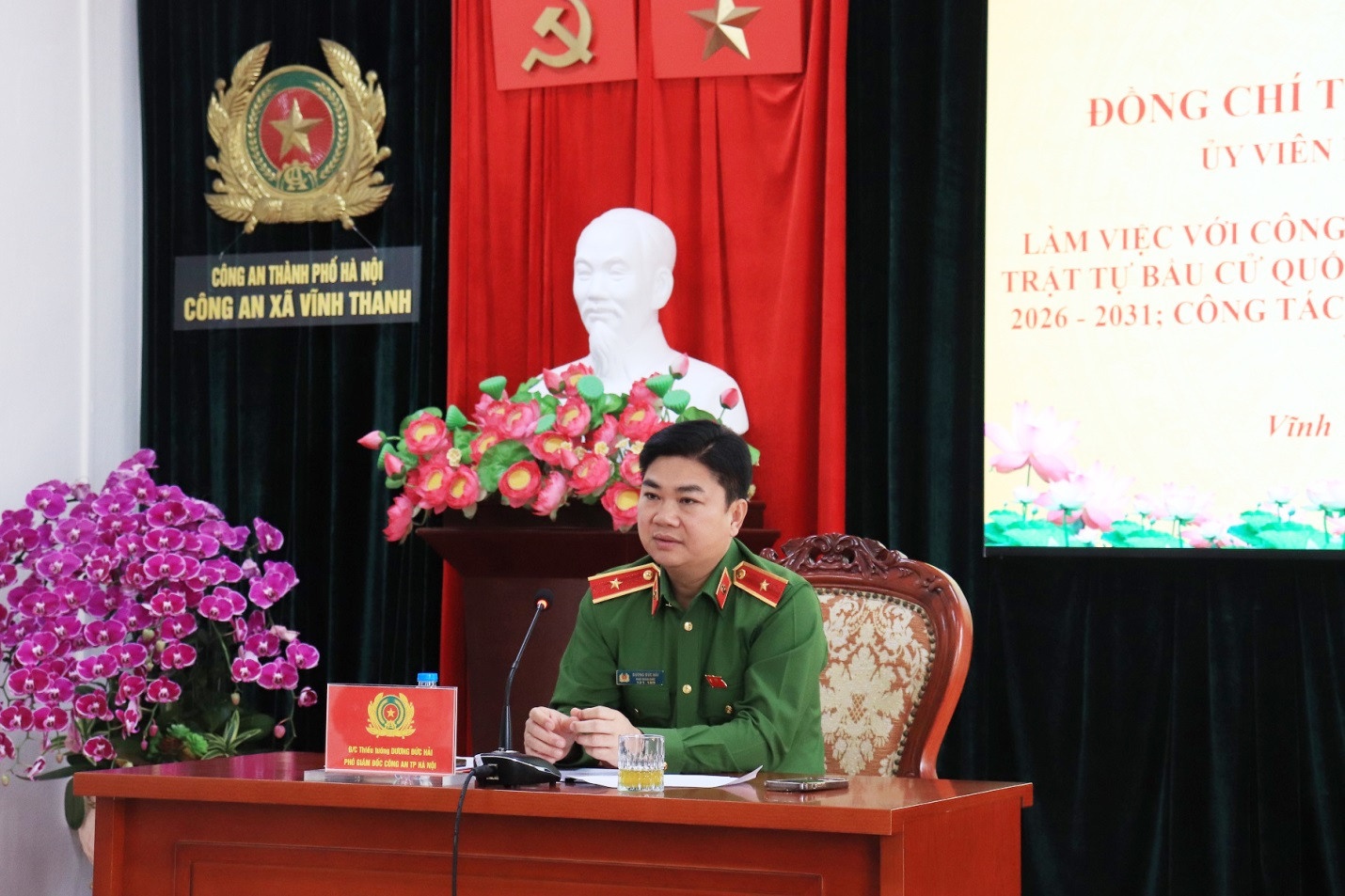 Lanh dao Cong an Ha Noi kiem tra cong tac ANTT phuc vu bau cu hinh anh