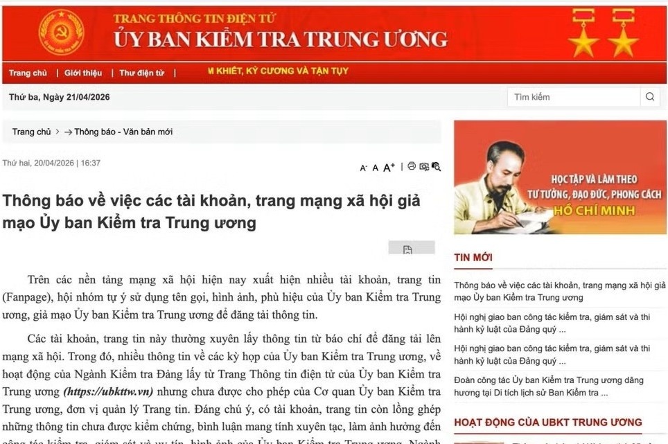 Canh bao viec gia mao Uy ban Kiem tra Trung uong hinh anh