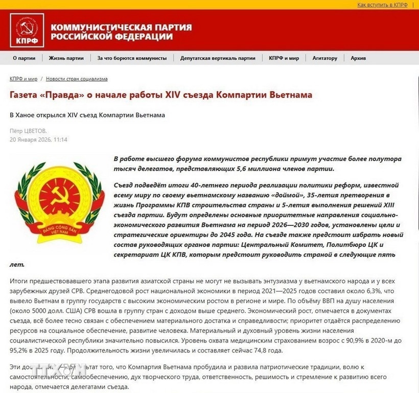 Bao chi Nga danh gia cao Dai hoi XIV va dinh huong phat trien vi Nhan dan hinh anh