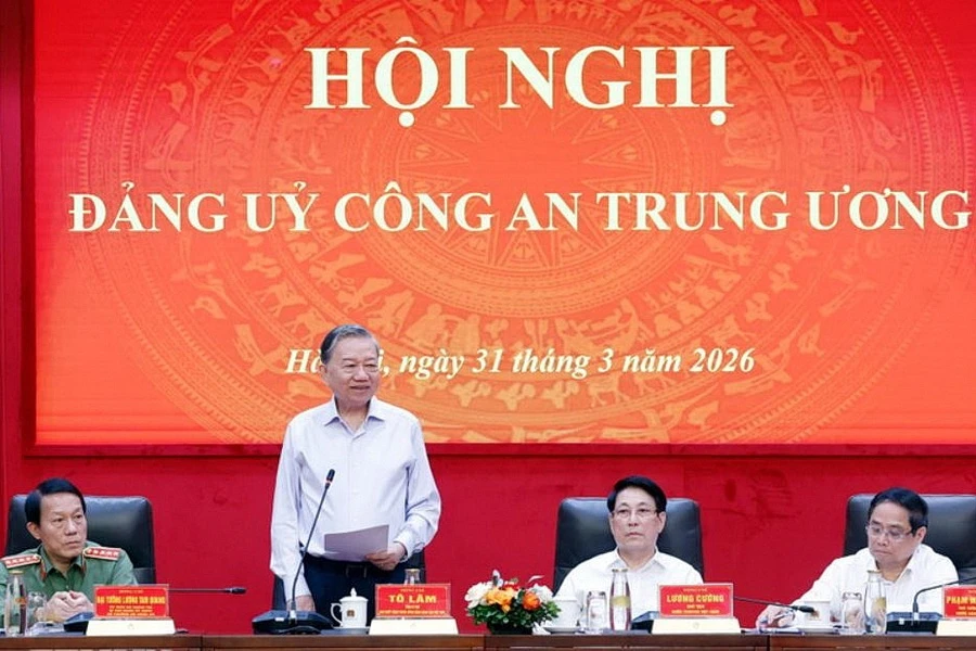 Tong Bi thu chi dao tai Hoi nghi Dang uy Cong an Trung uong hinh anh