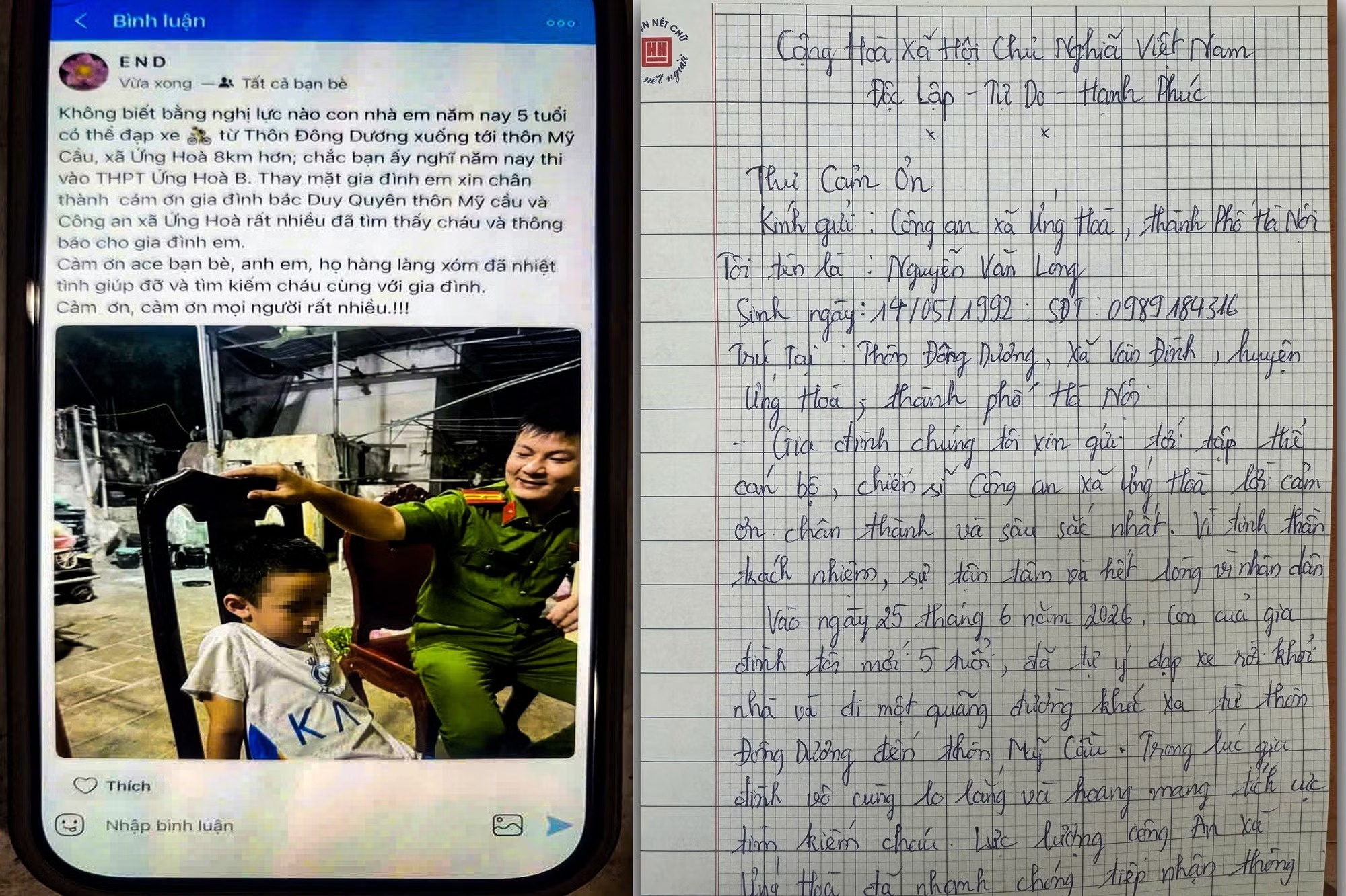 Be trai 5 tuoi dap xe di lac trong dem va cuoc goi 'cuu tinh' tu xom la hinh anh