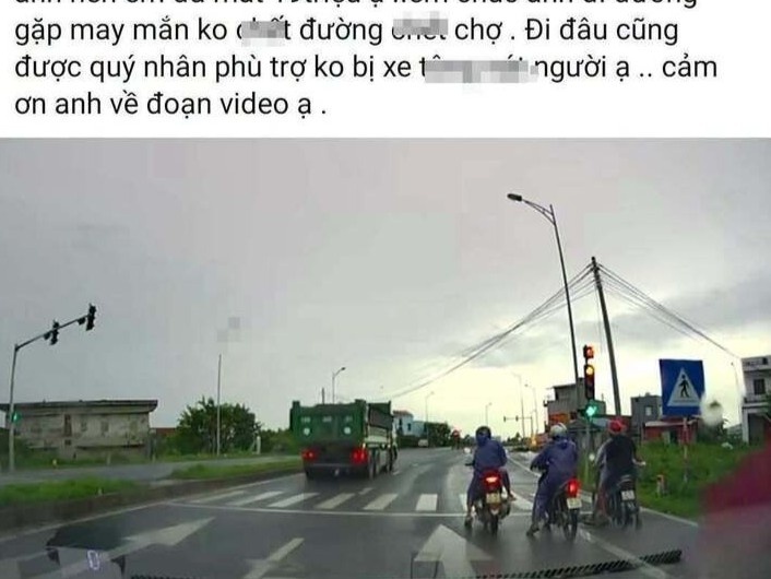 Vượt đèn đỏ, bị phạt, lái xe tải chửi rủa người ghi hình báo CSGT