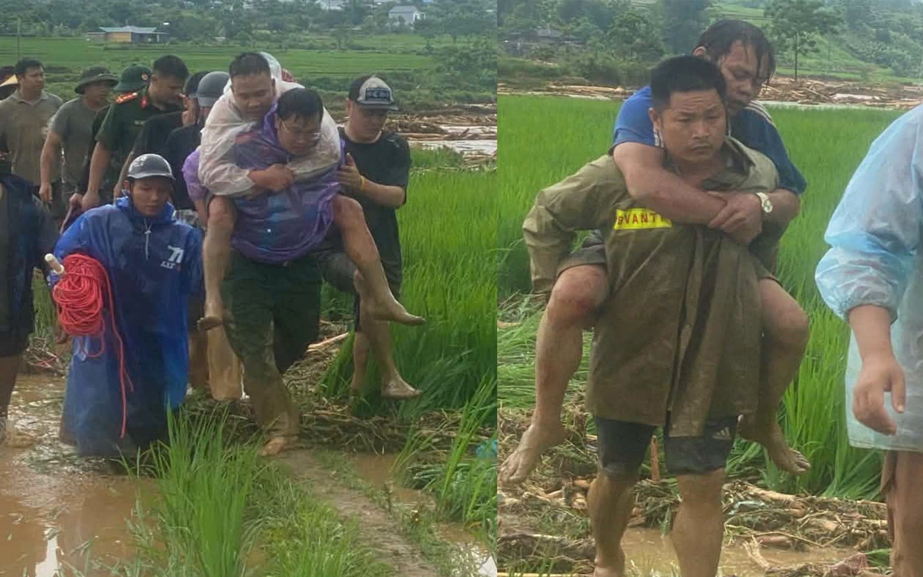 Gan 2 gio giai cuu 2 nguoi mac ket giua suoi lu hinh anh