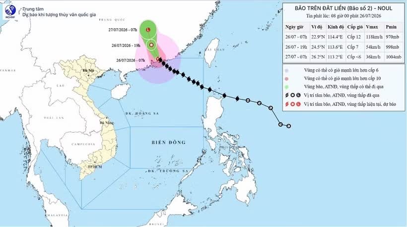 Bão số 2 đi sâu vào đất liền tỉnh Quảng Đông của Trung Quốc và suy yếu dần