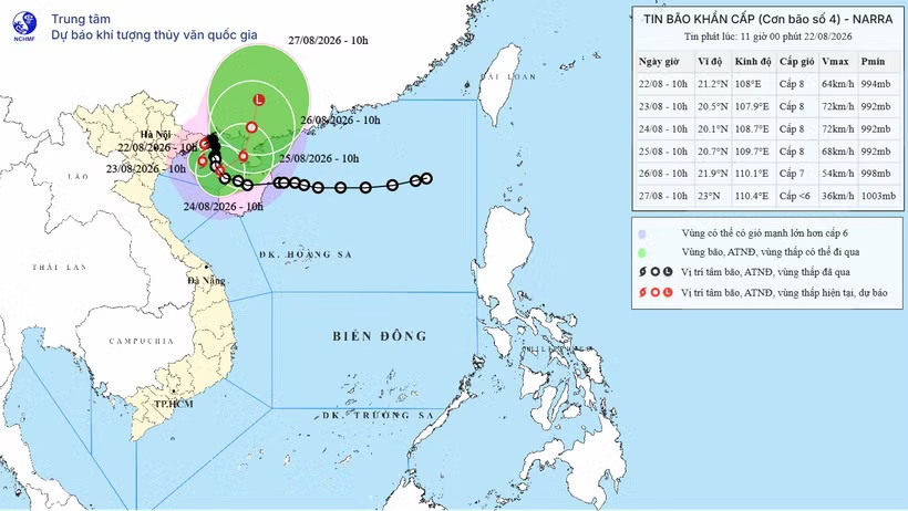 Bão số 4 ít di chuyển và cách Quảng Ninh khoảng 140 km