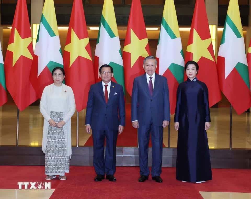 Tổng Bí thư, Chủ tịch nước chủ trì Lễ đón Tổng thống Myanmar thăm Việt Nam