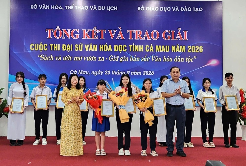 81 học sinh Cà Mau đạt giải cuộc thi 'Đại sứ Văn hóa đọc năm 2026'