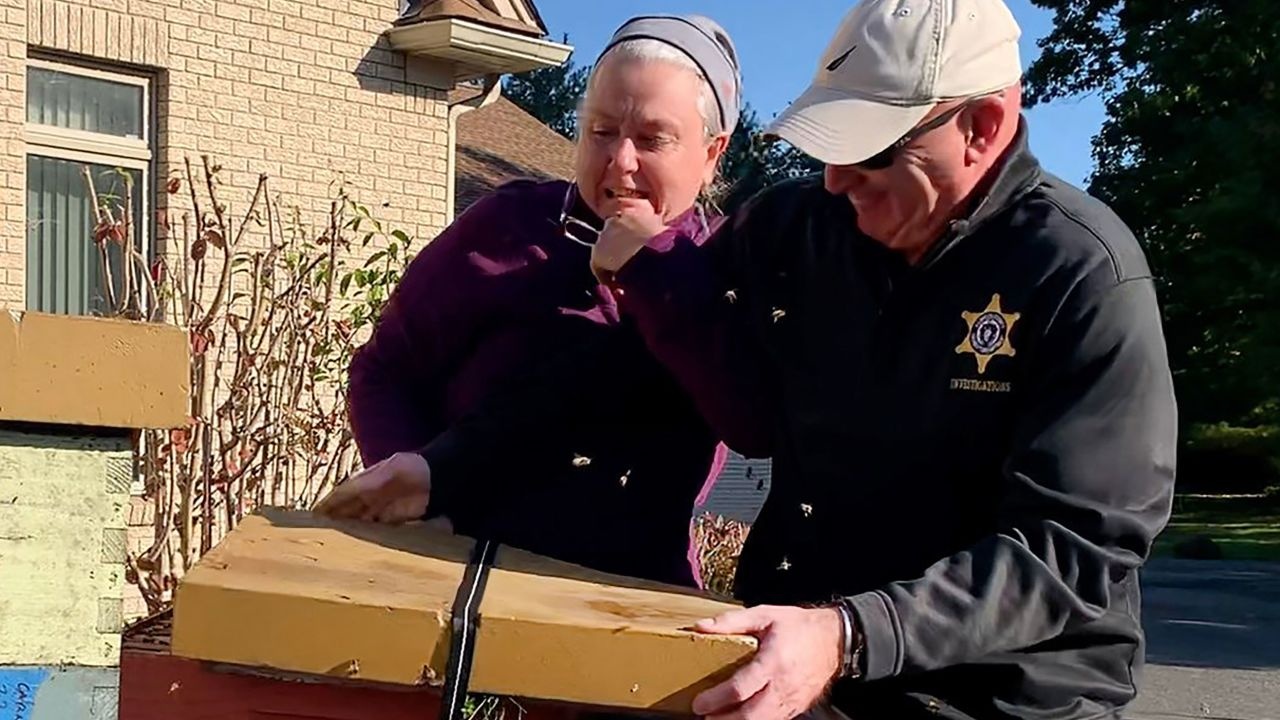 Nguoi phu nu My lua ong tan cong canh sat hinh anh